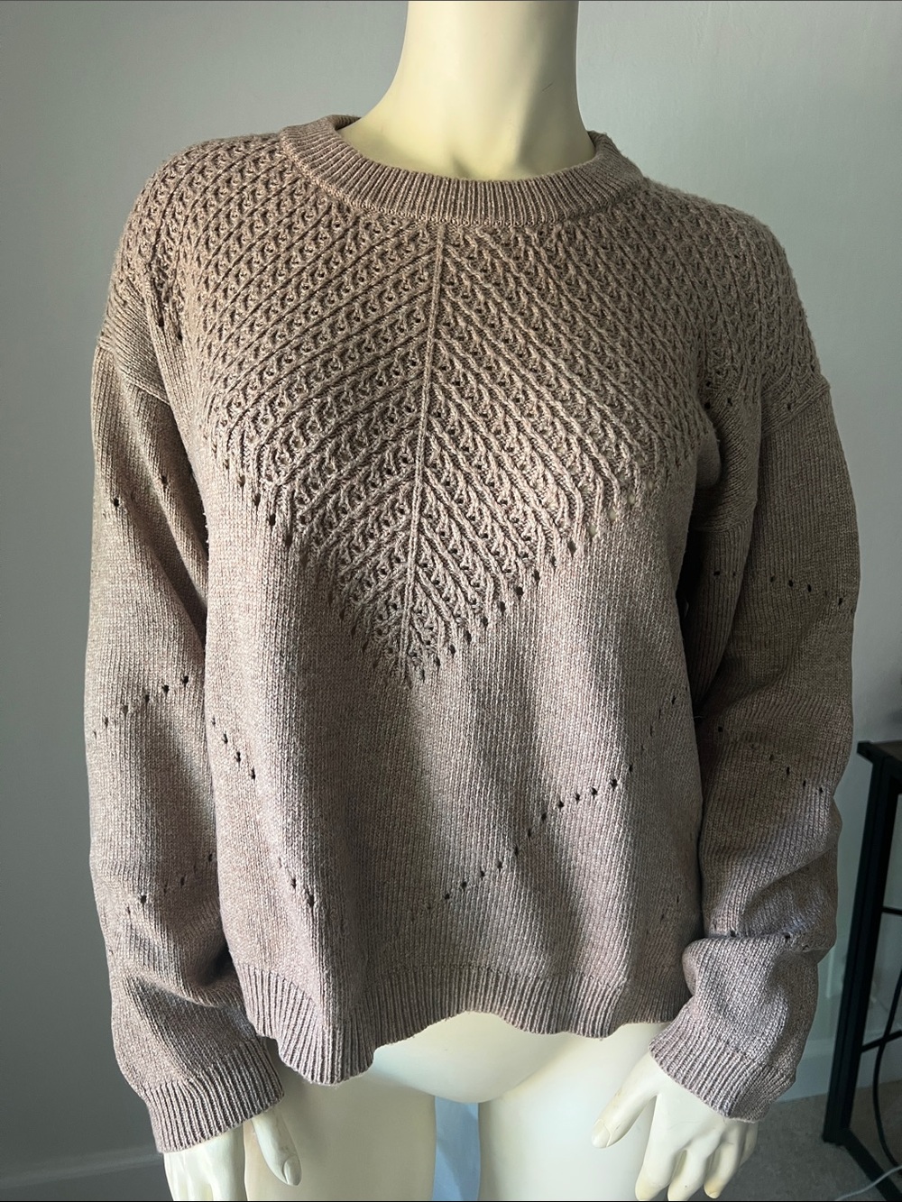 Marine Layer Olivia Taupe Crewneck Sweater Boxy. Size Large.